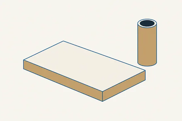A rectangular concrete slab and a hollow cylindrical tube.